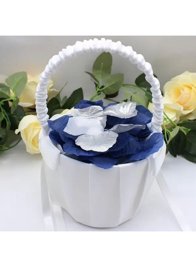 Navy Blue And Silver Fabric Rose Petals 1000pcs For Wedding Table Decorations - Image 5